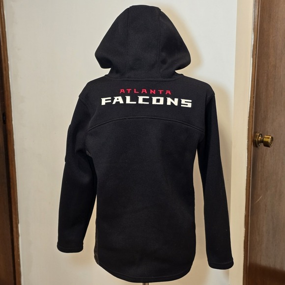 Atlanta Falcons NFL Full Zip Black Red Hoodie Hooded Sweatshirt Pockets Warm XL - Picture 4 of 13